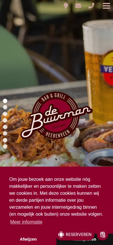Huidige homepage op een telefoon
